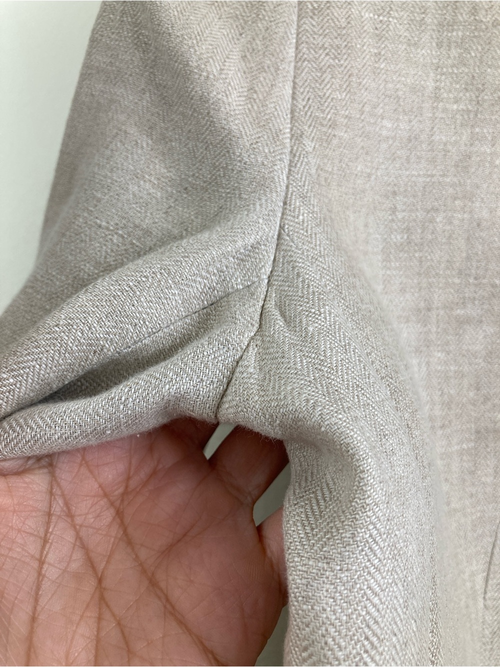 LOFT One Button Herringbone Blazer Size 8 Beige Linen Color Jacket - Picture 6 of 16